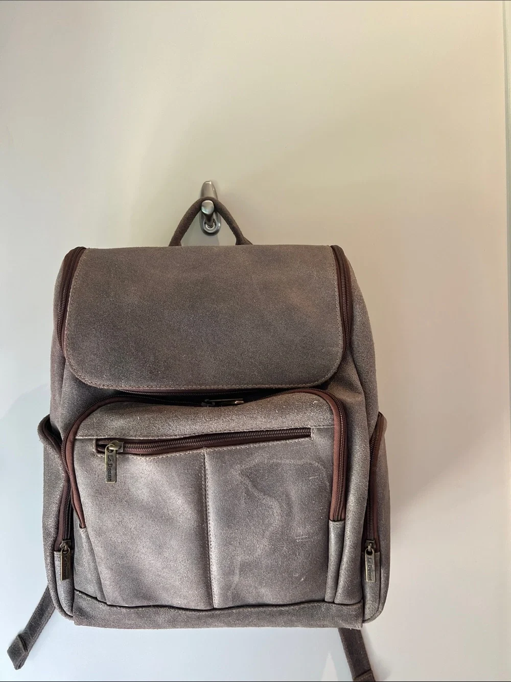 LeDonne Men's Taupe Distressed Leather Backpack
